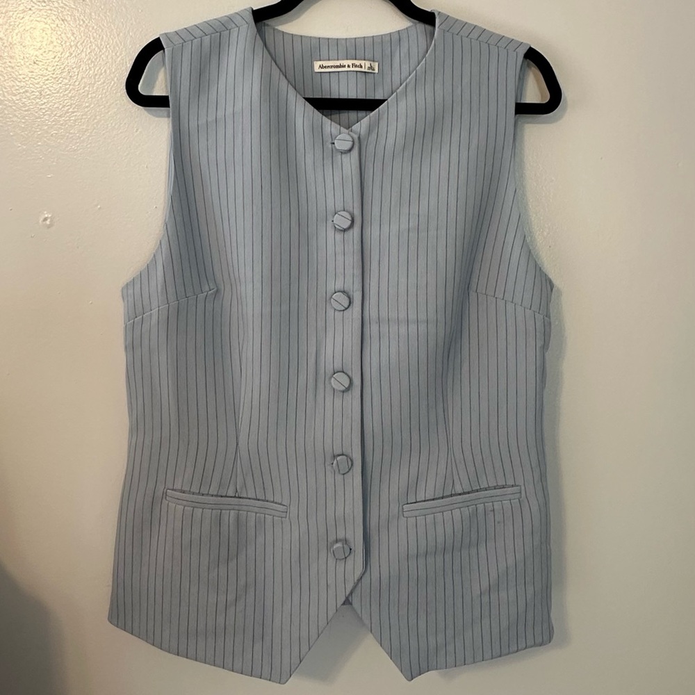 Abercrombie & Fitch Light Blue Pinstripe Vest